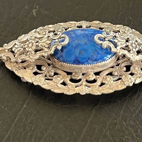 Vintage Sterling Silver stone brooch - Picture 4 of 6